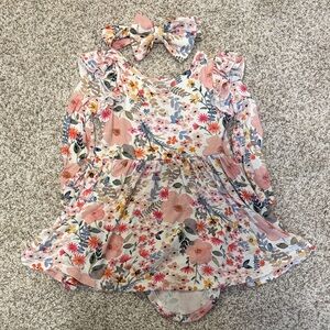 Little Sleepies Mauve Meadows Dress with Bow